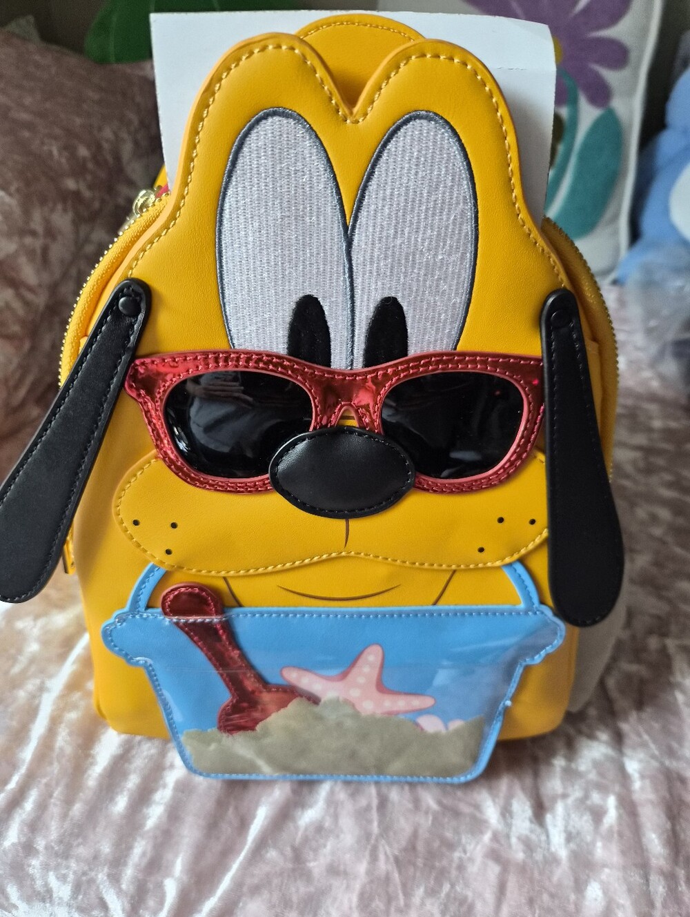 Loungefly Yellow Pluto Sunglasses Beach Mini Backpack - Picture 2 of 6